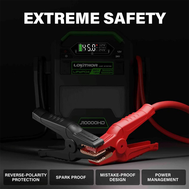 Επαγγελαμτικός Εκκινητής Μπαταριών , Powerbank, Φακός Led 3 Σε1 Lokithor J10000HD 12 Volt 10000A / 24V 5000A 1 Τεμάχιο - Image 3