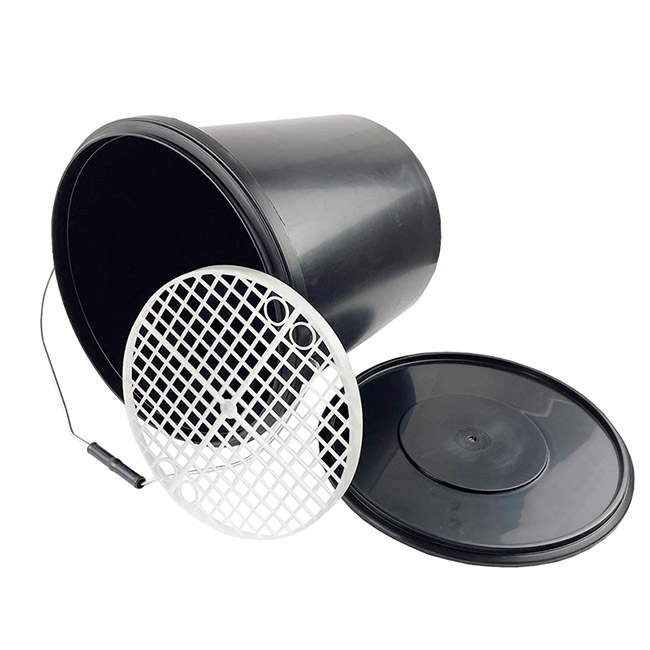 Κουβάς Στρόγγυλος Με Σχάρα Διαχωρισμού Μαύρος Με Καπάκι 18Lt Feral 1 Τεμάχιο - Image 2