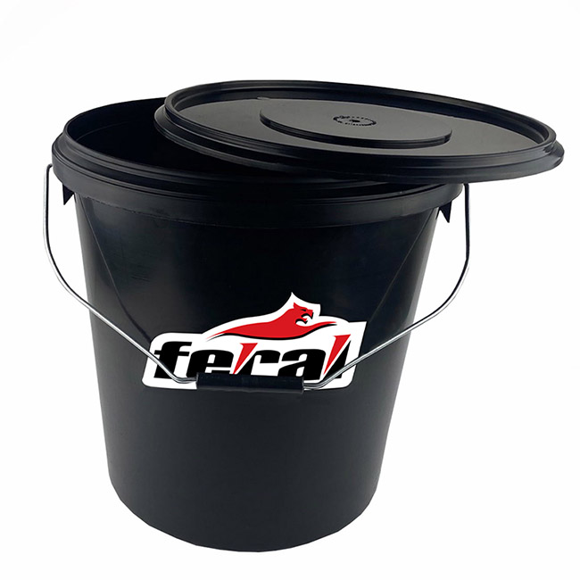 Κουβάς Στρόγγυλος Με Σχάρα Διαχωρισμού Μαύρος Με Καπάκι 18Lt Feral 1 Τεμάχιο - Image 3