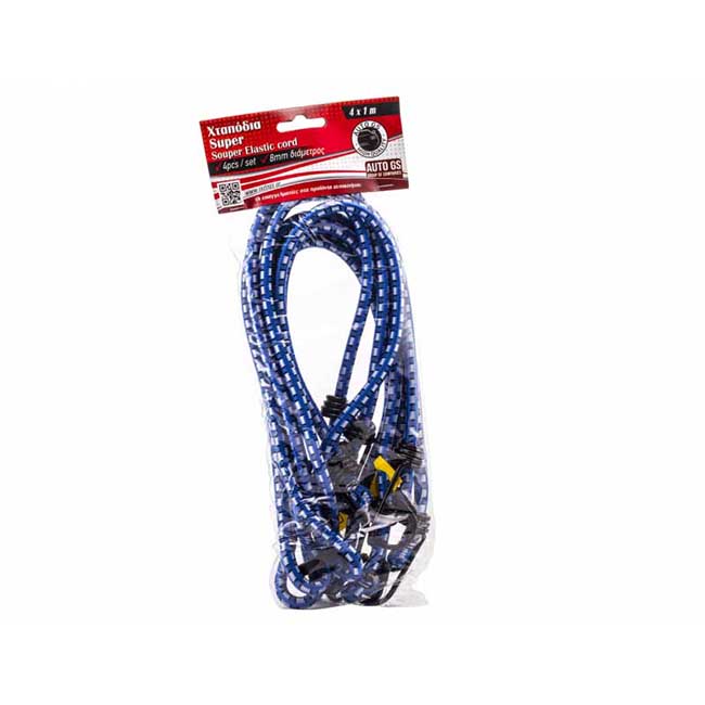 Χταπόδια Πρόσδεσης Ελαστικά Με Μεταλλικό Γάντζο 8mm x 1m Σετ 4 Τεμάχια - Image 3