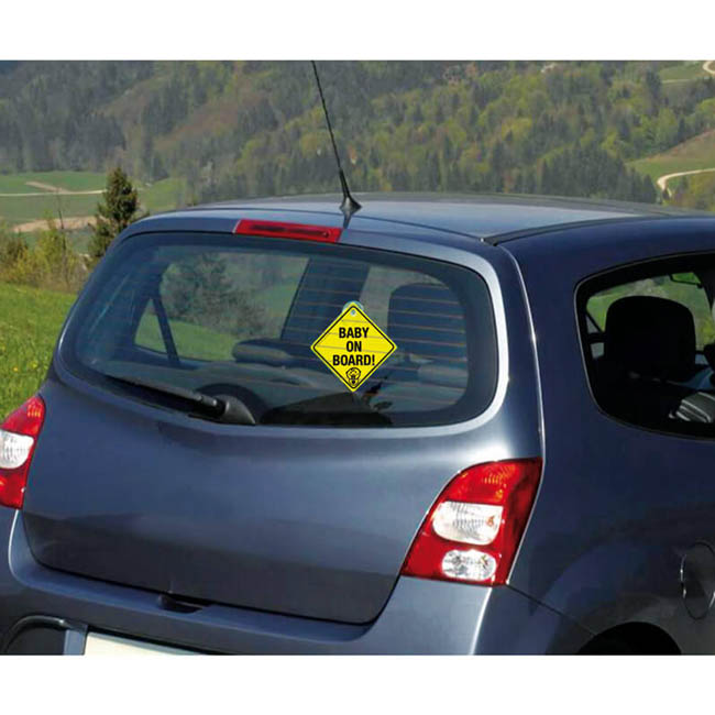 Σήμα "Baby On Board" Κίτρινο Πλέξιγκλας Με Βεντούζα - Image 2