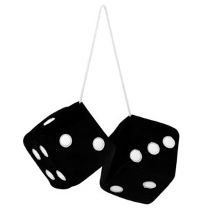 Ζάρια Κρεμαστά Διακοσμητικά ”Jumbo Size” Μαύρα 9x9cm 2 Τεμάχια