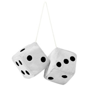 Ζάρια Κρεμαστά Διακοσμητικά ”Jumbo Size” Λευκά 9x9cm 2 Τεμάχια