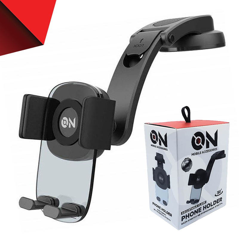 ON Mobile Accessories Βάση Κινητού Για Το Ταμπλό Με Ρυθμιζόμενα Άγκιστρα Μαύρη