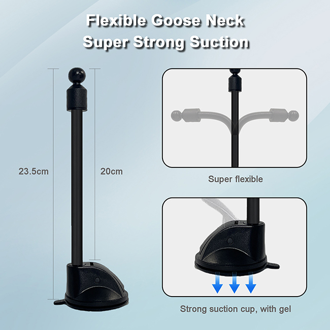 ON Mobile Accessories Βάση Κινητού Παρμπρίζ Με Βεντούζα Και Ευέλικτο Βραχίωνα Μαύρη - Image 6