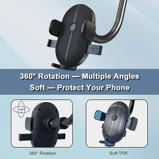 ON Mobile Accessories Βάση Κινητού Παρμπρίζ Με Βεντούζα Και Ευέλικτο Βραχίωνα Μαύρη - Image 4