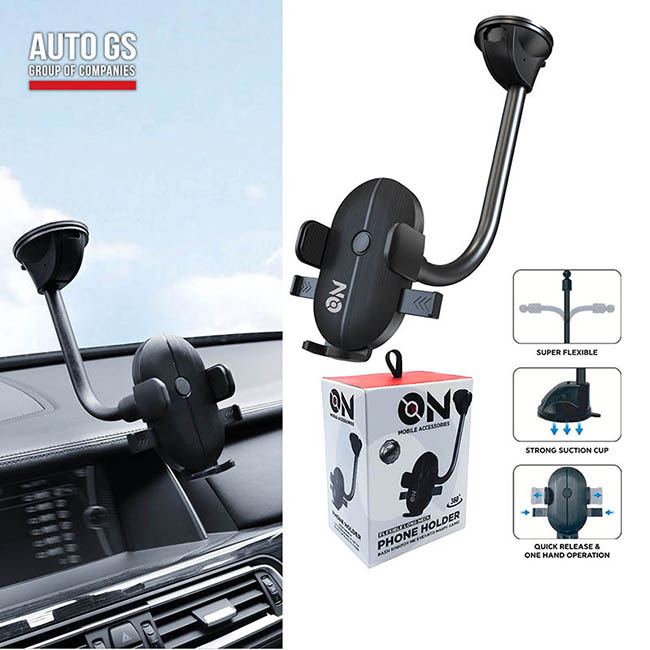 ON Mobile Accessories Βάση Κινητού Παρμπρίζ Με Βεντούζα Και Ευέλικτο Βραχίωνα Μαύρη - Image 7