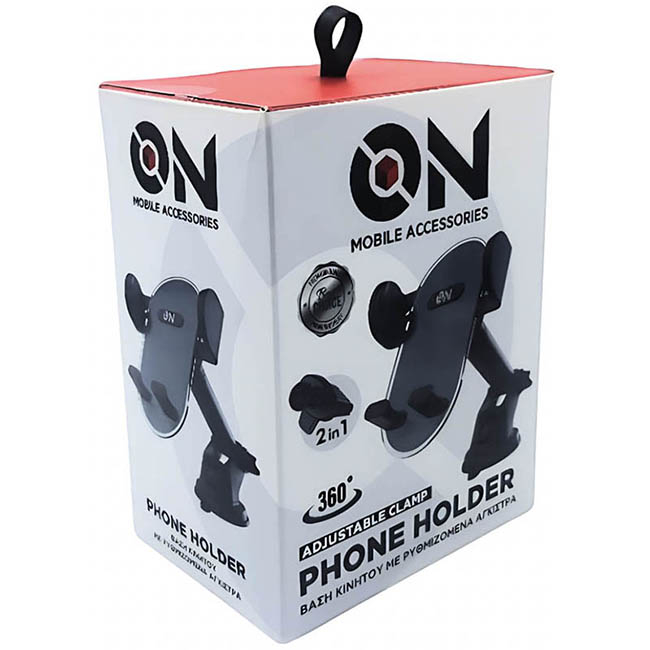 ON Mobile Accessories Βάση Κινητού Για Το Ταμπλό Και Τους Αεραγωγούς Με Βραχίωνα Και Ρυθμιζόμενα Άγκιστρα Μαύρη - Image 7