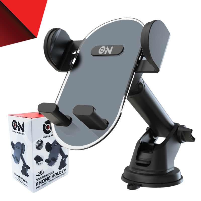 ON Mobile Accessories Βάση Κινητού Για Το Ταμπλό Και Τους Αεραγωγούς Με Βραχίωνα Και Ρυθμιζόμενα Άγκιστρα Μαύρη