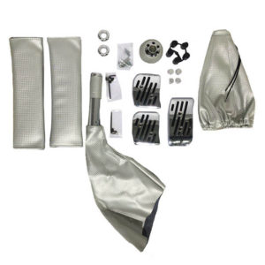 Πεντάλ Αλουμινίου Universal Racing Με Πόμολο Λεβιέ, Φυσούνα Ταχυτήτων / Χειροφρένου Ασημί Σετ 6 Τεμάχια