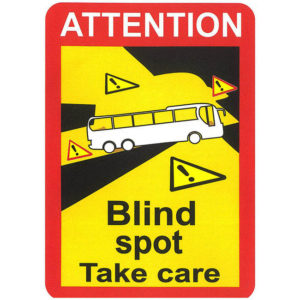 Αυτοκόλλητο Σήμα Τυφλό Σημείο Για Λεωφορείο (Blind Spot – Take Care) 12x17cm 1Τμχ