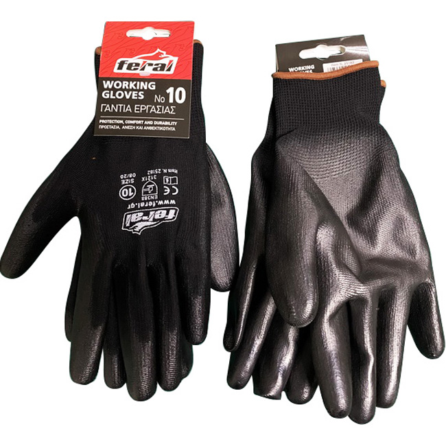 Γάντια Εργασίας Πολυεστέρα -/ PU No10 – XLarge Μαύρα 2 Τεμάχια