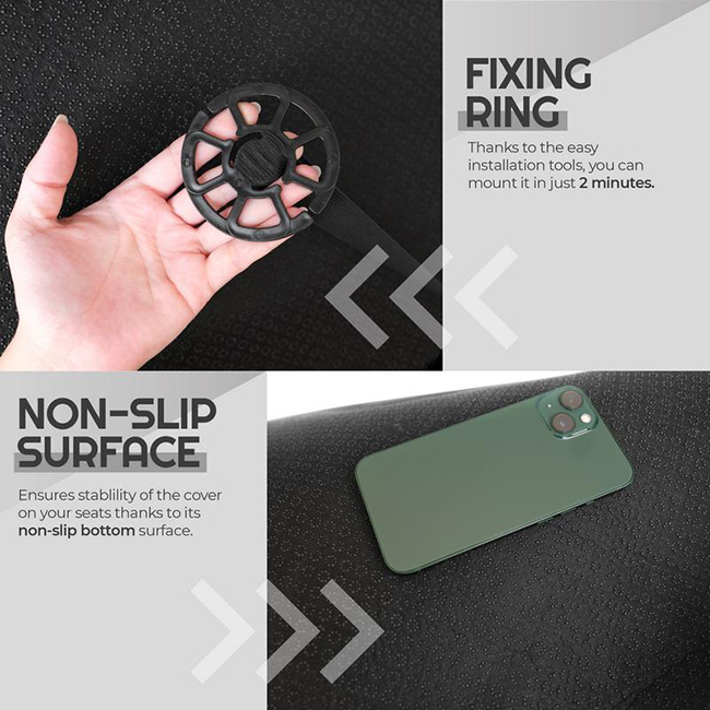 Προστατευτικό Καθίσματος (Κάτω) Με Μπροστινή Τσέπη Otom Από Λινό Ύφασμα Μαύρο CΒLΜ-101 1 Τεμάχιο - Image 5