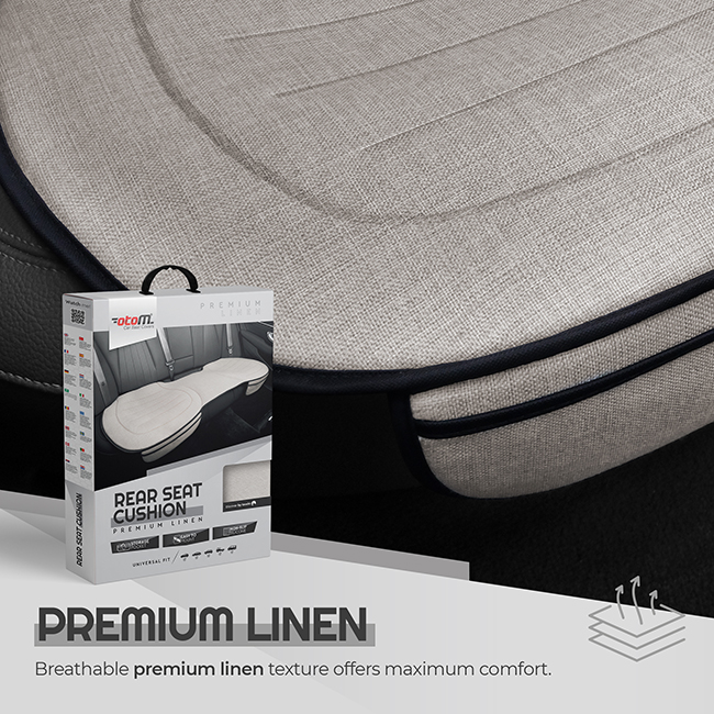 Προστατευτικό Καθίσματος Πίσω Θέσεων (Κάτω) Με Μπροστινές Τσέπες Otom Από Λινό Ύφασμα Μπεζ CRLN-103 1 Τεμάχιο - Image 3