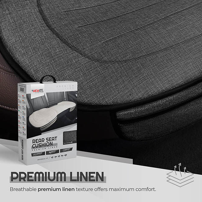 Προστατευτικό Καθίσματος Πίσω Θέσεων (Κάτω) Με Μπροστινές Τσέπες Otom Από Λινό Ύφασμα Γκρι CRLN-102 1 Τεμάχιο - Image 7