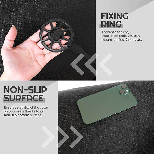 Προστατευτικό Καθίσματος Πίσω Θέσεων (Κάτω) Με Μπροστινές Τσέπες Otom Από Λινό Ύφασμα Μαύρο CRLN-101 1 Τεμάχιο - Image 4