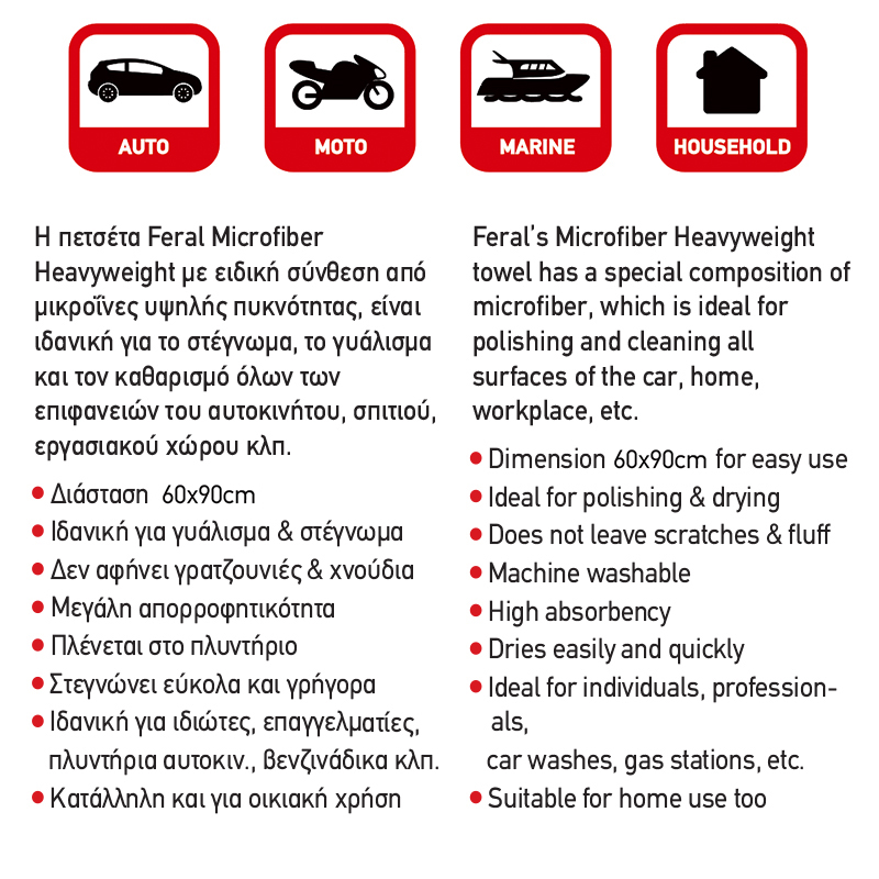 Πετσέτα Microfiber Feral Detailing Pro Heavyweight 60x90cm 600gsm Πορτοκαλί 1 Τεμάχιο - Image 7