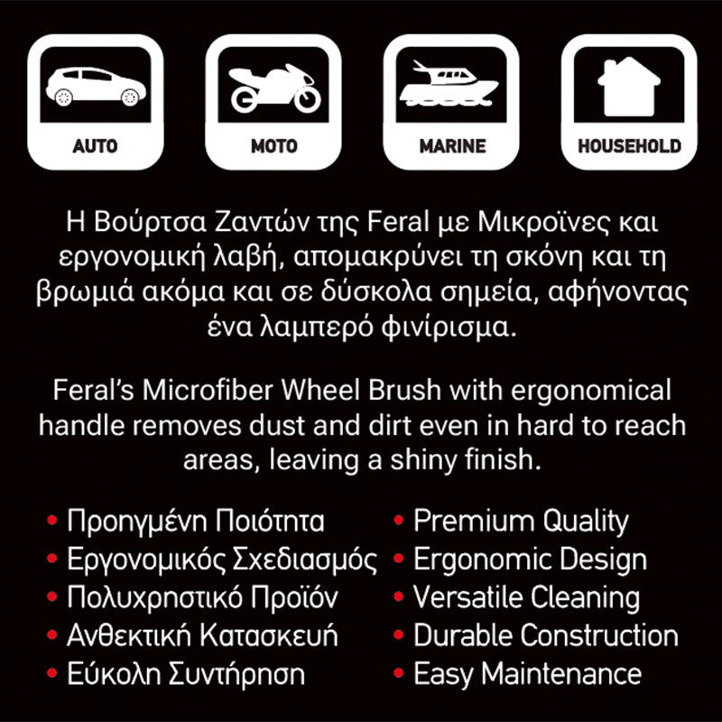 Βούρτσα Καθαρισμού Για Ζάντες Με Μικροϊνες Detailing Pro Feral 44.5x7.5cm 1 Τεμάχιο - Image 6