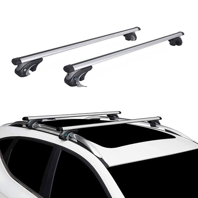 RACKIT Μπάρες Οροφής Αλουμινίου για Αυτοκίνητα με Εργοστασιακές Παράλληλες Μπάρες (Σετ Με Πόδια & Κλειδαριά) 120cm 2τμχ Ασημί - Image 3