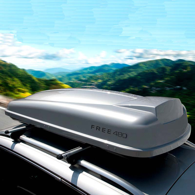 Μπαγκαζιέρα Οροφής Αυτοκινήτου Free 480lt Ασημί Με Μονό Άνοιγμα Και Quick Fix - Image 4