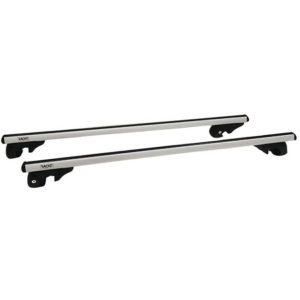 Μπάρες Οροφής Αλουμινίου Universal Rackit RK004-1-120cm Railing System Σετ Με Πόδια Και Κλειδαριά Τετράγωνες Ασημί 2 Τεμάχια