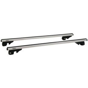 Μπάρες Οροφής Αλουμινίου Universal Rackit RK004-1-135cm Railing System Σετ Με Πόδια Και Κλειδαριά Τετράγωνες Ασημί 2 Τεμάχια