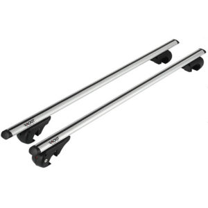 Μπάρες Οροφής Αλουμινίου Universal Rackit RK004-120cm Railing System Σετ Με Πόδια Και Κλειδαριά Οβάλ Ασημί 2 Τεμάχια