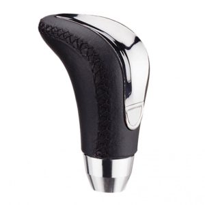 Πόμολο Λεβιέ Ταχυτήτων Οβάλ Μαύρο-Νίκελ Με Ραφές