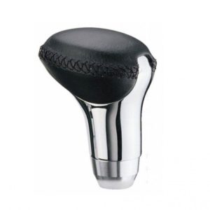 Πόμολο Λεβιέ Ταχυτήτων Μαύρο-Νίκελ Οβάλ Με Ραφές