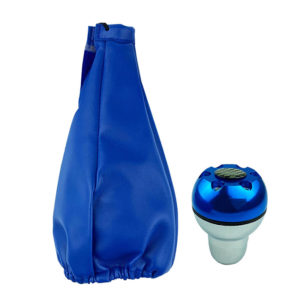 Πόμολο Και Φυσούνα Λεβιέ Ταχυτήτων Μπλε Δερματίνη