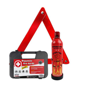 Σετ Ασφαλείας Αυτοκινήτου / Σετ ΚΤΕΟ Σε Θήκη Με Φερμουάρ Τρίγωνο, Φαρμακείο, Πυροσβεστήρας 750 ml 3 Τεμάχια