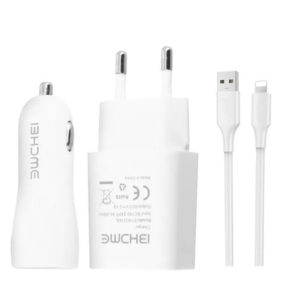 Φορτιστής Αναπτήρα Αυτοκινήτου – Οικίας Για Iphone 0-C1/J1 Λευκός 1 Τεμάχιο