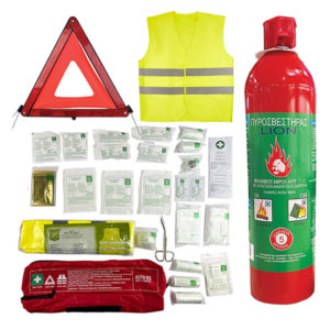 Σετ Ασφαλείας Αυτοκινήτου / Σετ ΚΤΕΟ ADVANCED Τρίγωνο, Φαρμακείο, Πυροσβεστήρας 1L, Γιλέκο Κίτρινο
