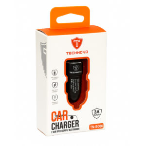 Φορτιστής Αναπτήρα Αυτοκινήτου Technovo TN-B006 Με 2 Θύρες USB 12-24V 3A Μαύρος 1 Τεμάχιο