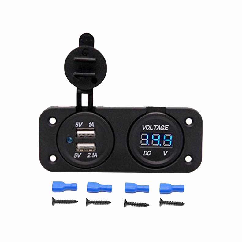 Φορτιστής Αναπτήρα Αυτοκινήτου Και Battery Check (Βολτόμετρο) Με 2 USB 5V 1A Μαύρος1 Τεμάχιο - Image 2