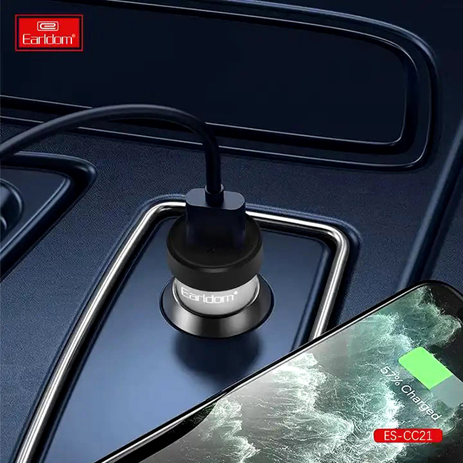 EARLDOM Φορτιστής Αναπτήρα Αυτοκινήτου Με 1 Θύρα USB CC21 12-24V 2.4A Γκρι - Image 3