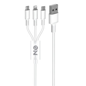 Καλώδιο USB Φόρτισης 3 Σε 1 Για Lightning Micro Type-C 1.2Μ Λευκό “On Mobile Accessories” 1 Τεμάχιο