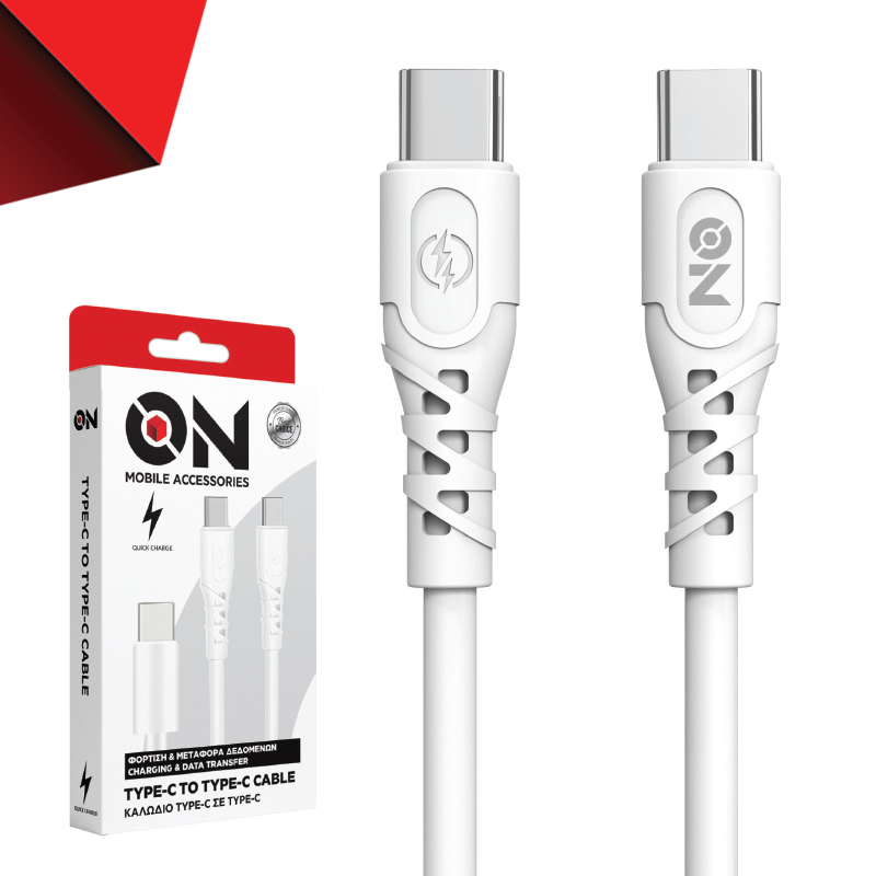 On Mobile Accessories Καλώδιο Type-c Σε Type-c Λευκό