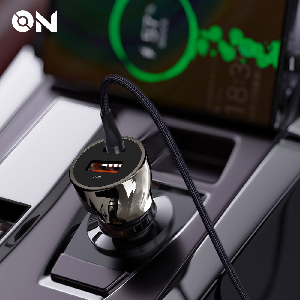 ON Mobile Accessories Φορτιστής Αναπτήρα Αυτοκινήτου με 2 Θύρες USB και USB-c 12-24V Διάφανος - Image 3