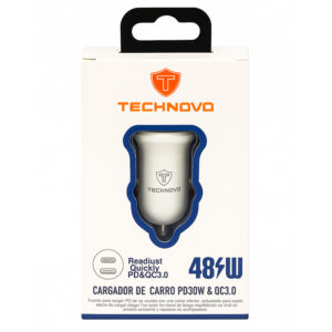 Φορτιστής Αναπτήρα Αυτοκινήτου Technovo TN-B013 Με 1 Θύρα USB Και 1 Θύρα USB-C 12-24V 3A Λευκός 1 Τεμάχιο