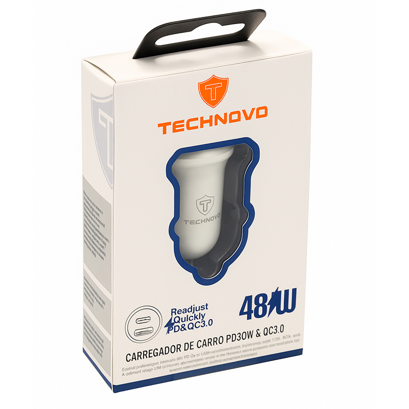 Φορτιστής Αναπτήρα Αυτοκινήτου Technovo TN-B013 Με 1 Θύρα USB Και 1 Θύρα USB-C 12-24V 3A Λευκός 1 Τεμάχιο - Image 3