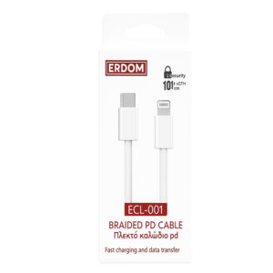 99753-2-kalodio-usb-fortisis-kai-metaforas-dedomenon-type-c-lightning-30w-earldom-ecl-001-1m-tmx Καλώδιο Φόρτισης Και Μεταφοράς Δεδομένων Για Type-C σε lightning 30W Erdom ECL-001 λευκό 1m 1 Τεμάχιο