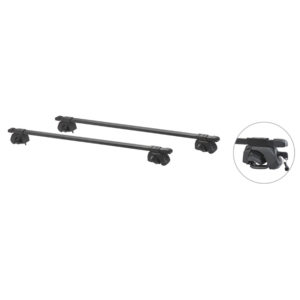 RACKIT Μπάρες Οροφής Μεταλλικές 125cm Railing System Σετ Με Πόδια & Κλειδαριά 2τμχ Μαύρες