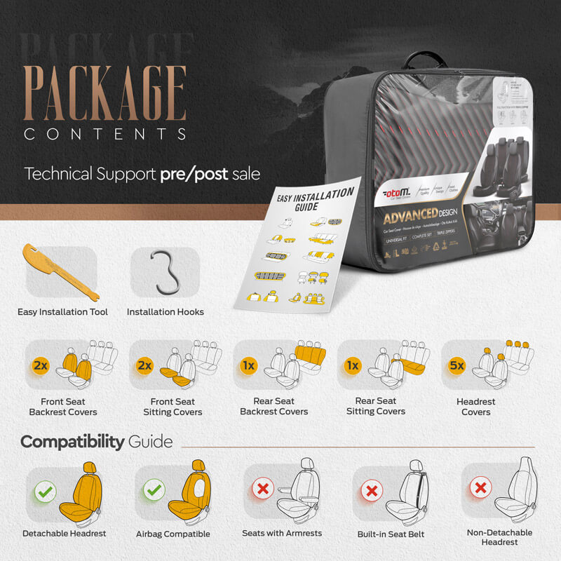 Καλύμματα Αυτοκινήτου Otom "Advanced Leather" Universal Δερματίνη / Λινό Ύφασμα Σετ Εμπρός / Πίσω Μαύρο / Κόκκινο ΑDV-101 11 Τεμαχίων - Image 6