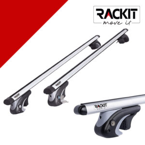 Μπάρες Οροφής Rackit Αλουμινίου 120cm Για Αυτοκίνητα Με Εργοστασιακές Παράλληλες Μπάρες  (Σετ Με Πόδια Και Κλειδαριά) Ασημί 2 Τεμάχια