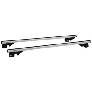 Μπάρες Οροφής Αλουμινίου Universal Rackit RK004-1-135cm Railing System Σετ Με Πόδια Και Κλειδαριά Τετράγωνες Ασημί 2 Τεμάχια