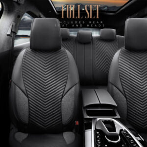Καλύμματα Αυτοκινήτου Otom “Advanced Leather” Universal Δερματίνη / Λινό Ύφασμα Σετ Εμπρός / Πίσω Μαύρο ΑDV-104 11 Τεμαχίων