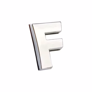 Αυτοκόλλητο Γράμμα Χρωμίου 3D “F” 2.7×2.5cm 1 Τεμάχιο