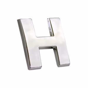 Αυτοκόλλητο Γράμμα Χρωμίου 3D “H” 2.7×2.5cm 1 Τεμάχιο