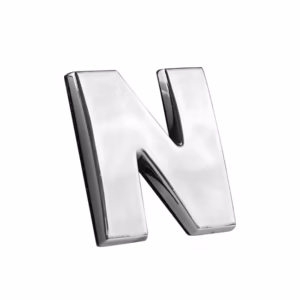 Αυτοκόλλητο Γράμμα Χρωμίου 3D “N” 2.7×2.5cm 1 Τεμάχιο